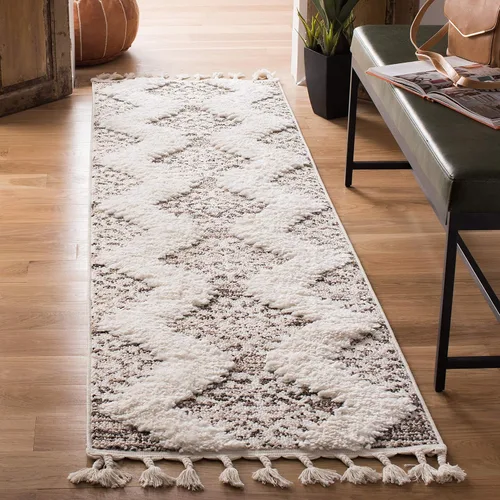 Vista 7 de SAFAVIEH - Alfombra de acento de la colección de borlas marroquíes Shag - 2'3" x 4', marfil y marrón, estilo bohemio, no suelta pelo y de fácil