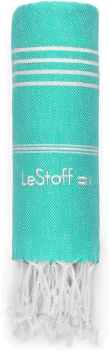 Vista 4 de LeStoff Toalla de playa turca 100% algodón orgánico prelavada de 38 x 71 pulgadas, suave, altamente absorbente, de secado rápido, playa, piscina