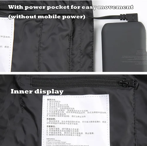 Vista 6 de Chaleco térmico con capucha de talla grande para hombres y mujeres, sudadera con capucha de calentamiento de invierno con gorro desmontable