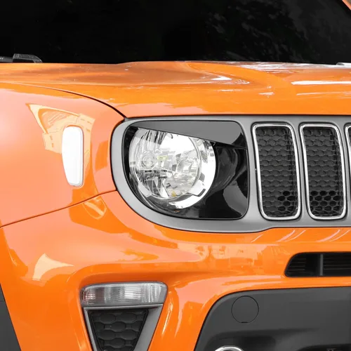 Vista 7 de CheroCar Cubierta para faro delantero, biseles de faros delanteros, anillo para Jeep Renegade 2019-2024, color negro