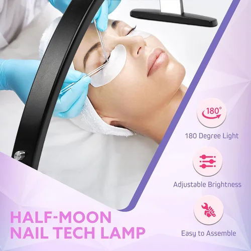 Vista 10 de Lámpara de media luna para escritorio de uñas, 2000 lúmenes, lámpara de mesa de aluminio, color negro