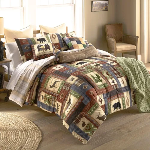 Vista 8 de Donna Sharp Juego de ropa de cama Queen – 3 piezas – Juego de edredón Forest Grove Lodge con edredón Queen y dos fundas de almohada estándar