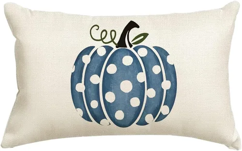 Vista 11 de RABUSOFA Dark Blue Polka Dot Pumpkin Fall Pillow Covers,Seasonal Autumn Thanksgiving Decorative Throw Pillows Fall Decorations for Home Couch Decor