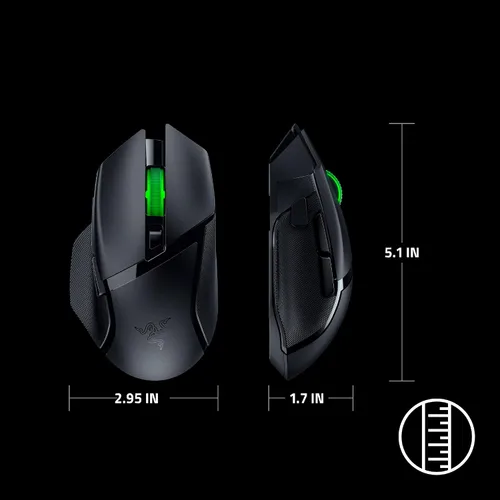 Vista 8 de Razer Basilisk V3 X HyperSpeed Ratón Inalámbrico Personalizable para Juegos: Interruptores Mecánicos Gen-2-5G Sensor Óptico Avanzado 18K - Chroma