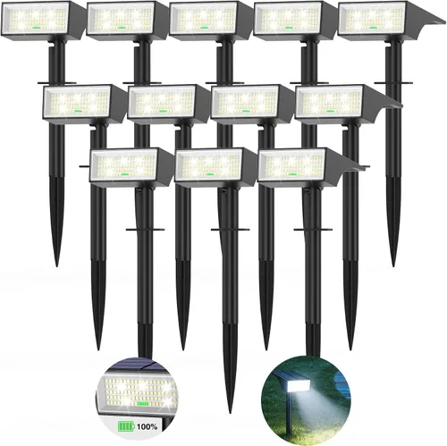Vista 10 de Focos solares para exteriores con indicador de nivel de batería de 4 LED 2-Blanco fresco