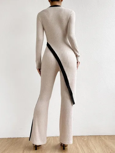 Vista 2 de Verdusa Conjunto de 2 piezas para mujer con camiseta y pantalones largos asimétricos