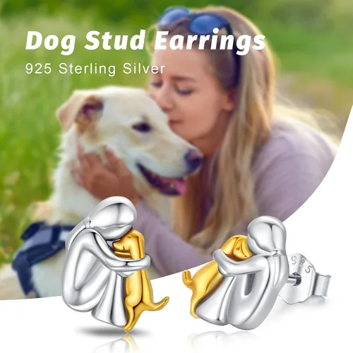 Vista 5 de Hypoallergenic Dog Earrings 925 Sterling Silver Cute Animal Dog Stud Earrings Dog Jewelry Gifts for Women Girls Pet Lover
