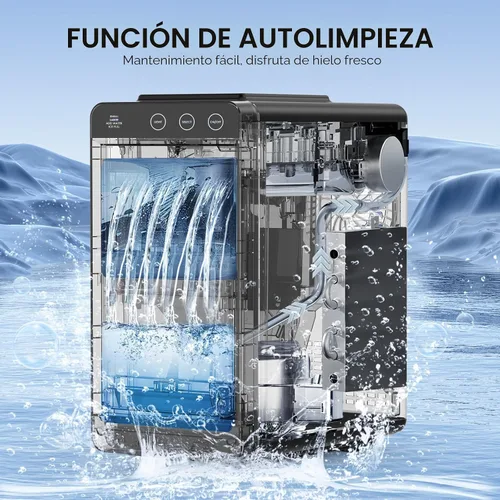 Vista 5 de COWSAR Encimera para hacer hielo, máquina de hielo portátil con autolimpieza, 26 libras/24 horas, 8 balas de hielo en 6 minutos con 2 tamaños