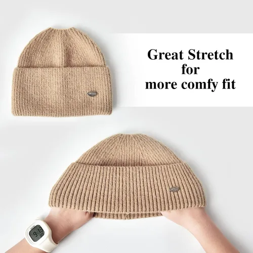 Vista 3 de Somaler Gorro para mujer de cola de caballo con agujero de cola de caballo caliente de punto de invierno Beanie Beanie Beanie Bun