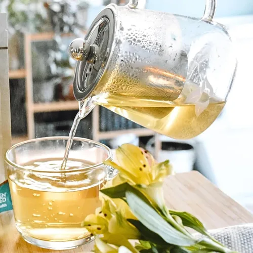 Vista 3 de DelighTeas® Tetera de vidrio Vidrio de borosilicato, infusor extraíble de acero inoxidable Diseñada con boquilla que no gotea