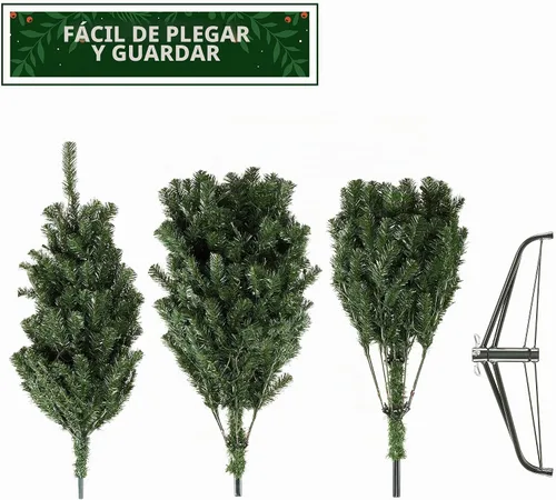 Vista 7 de Casafield - Árbol de Navidad artificial de verde pino realista, de 6.5 pies con luces y soporte de metal resistente