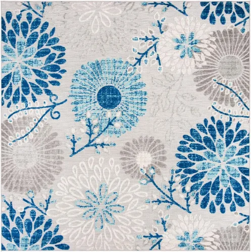 Vista 23 de SAFAVIEH Alfombra lavable de colección Cabana para exteriores, 2 x 4 pies, gris y azul, no desprende pelusa y fácil de limpiar, entrada puerta