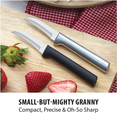 Vista 3 de Rada Cuchilla curvada para pelar de acero inoxidable, resina USA, 6-1/8 pulgadas, mango negro 2.38" Stainless Steel Serrated Blade, Black Resin