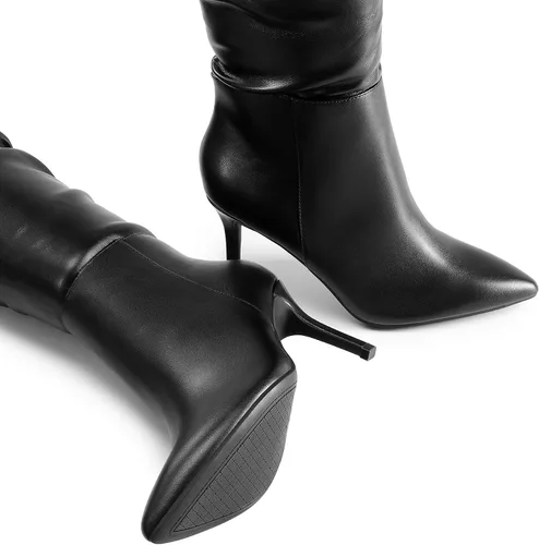 Vista 4 de DREAM PAIRS Botas de tacón alto para mujer, por encima de la rodilla, con punta alta hasta el muslo, tacón de aguja, botas sexis largas para otoño