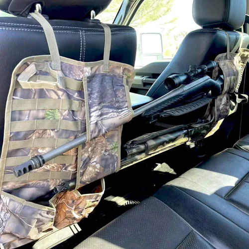 Vista 5 de AUSCAMOTEK 2 piezas de asiento de coche trasero escopeta rack camuflaje pistoleras organizador de panales para caza de ciervos de pato