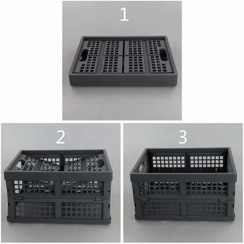 Vista 5 de Ggbin Contenedores de plástico plegables de 16 litros, caja de plástico gris, 2 paquetes