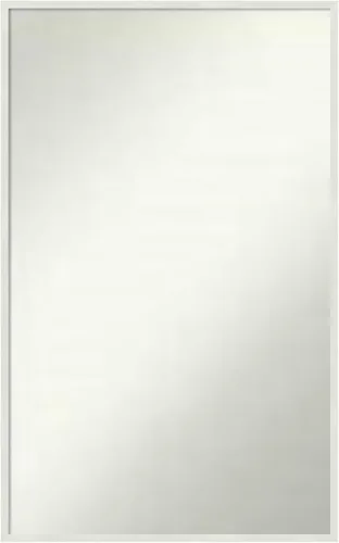 Vista 135 de Amanti Art Espejo de baño blanco para sobre el fregadero, 22 x 45 pulgadas, espejo de tocador rectangular blanco Lucie, marco de madera moderno