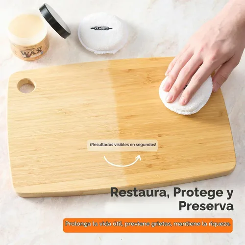 Vista 4 de CLARK'S Cera de tabla de cortar de mantequilla de madera, 6 onzas, aroma a