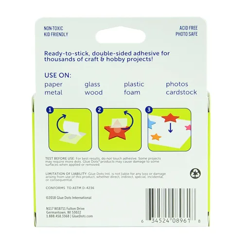 Vista 6 de Glue Dots N' Go Dispensador con puntos para manualidades, (04484). 375 pulgadas, rojo, 200 unidades y 8961 1/2 pulgada escolar 600 unidades paquete