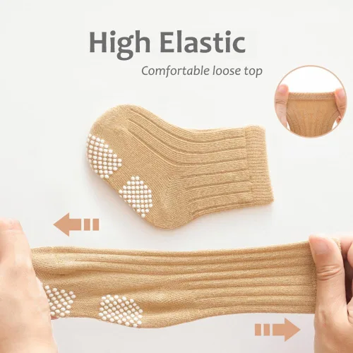 Vista 5 de Calcetines antideslizantes para bebés, calcetines antideslizantes para niñas y niños recién nacidos, calcetines antideslizantes casuales