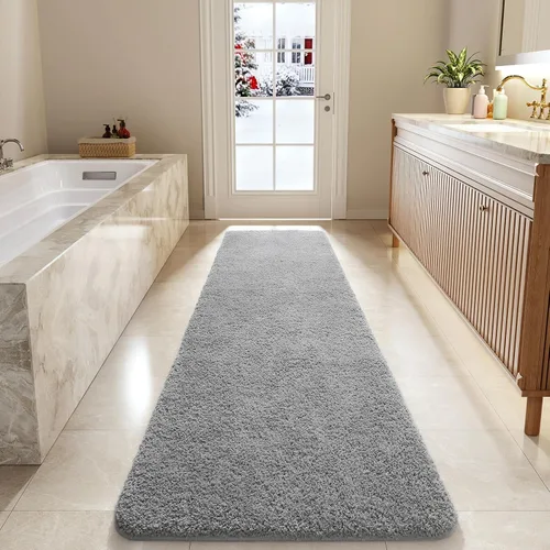 Vista 44 de LOCHAS Alfombra de baño de microfibra antideslizante de 36 x 24 pulgadas Gris