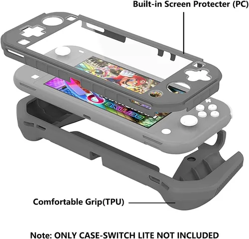 Vista 3 de Funda protectora para Nintendo Switch Lite, funda Switch Lite con protector de pantalla desmontable + funda de agarre de mano compatible