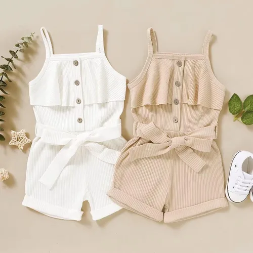 Vista 3 de Tepuce Ropa para niña pequeña, con correa de bebé, sin mangas, de una pieza, overol casual de verano