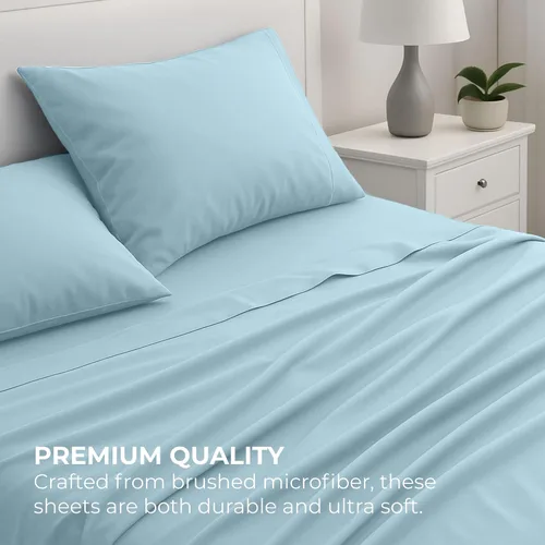 Vista 22 de Pure Bedding Juego de Sábanas Twin - Sábanas de Cama de Microfibra Ultra-Suave 1800 - Doble Cepillado - Bolsillos Profundos - Ajuste Fácil - Extra