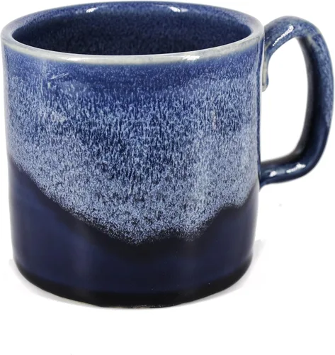 Vista 7 de Taza de café de cerámica hecha a mano - 14oz (remolino marrón)