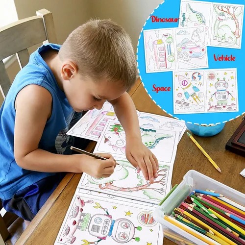Vista 7 de 28 libros pequeños para colorear para niños a granel: mini calcetines navideños rellenos de bolsas de regalos para Navidad, regreso a la escuela