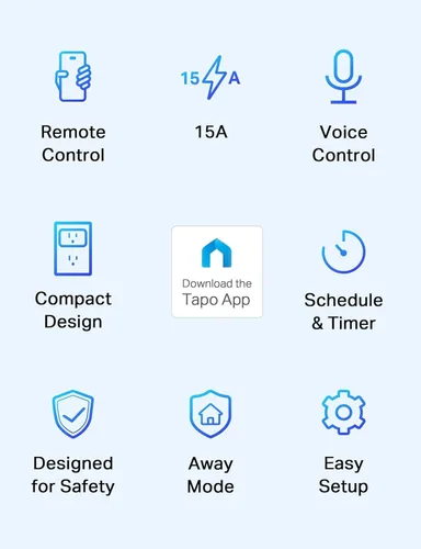 Vista 2 de TP-Link Tapo Smart Plug Mini 15A, enchufe Wi-Fi para casa inteligente, configuración súper fácil, compatible con Alexa y Google Home, no requiere