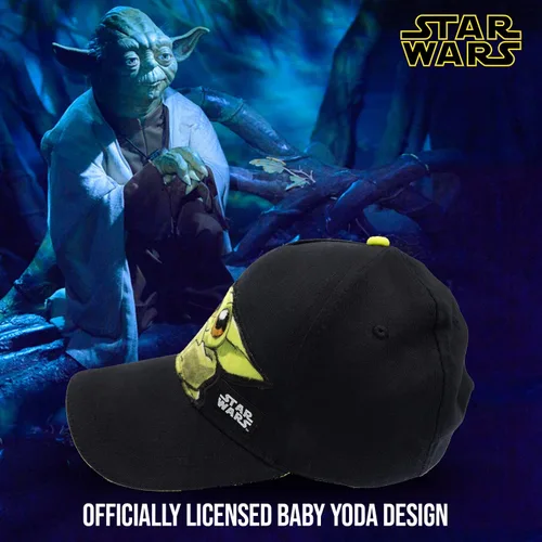 Vista 3 de Star Wars Baby Yoda Hat Niño Niños y Niñas, Baby Yoda Gorra de béisbol de 2 a 5 años en negro