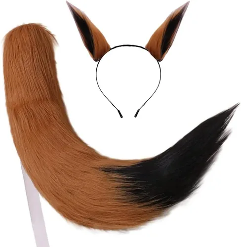 Vista 13 de Anime Wolf Fox/Cat - Cola de felpa de 25 pulgadas + 2 orejas de clip para Halloween Cosplay