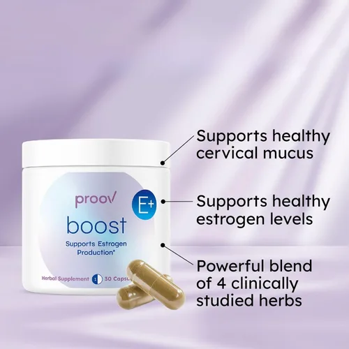Vista 2 de Proov - Suplemento Boost para mujeres - Promueve la producción de estrógeno - Fertilidad y apoyo menopáusico para mujeres - Equilibrio hormonal