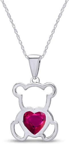 Vista 21 de Collar con colgante de oso de peluche con piedra natal para mujer Simulated Alexandrite