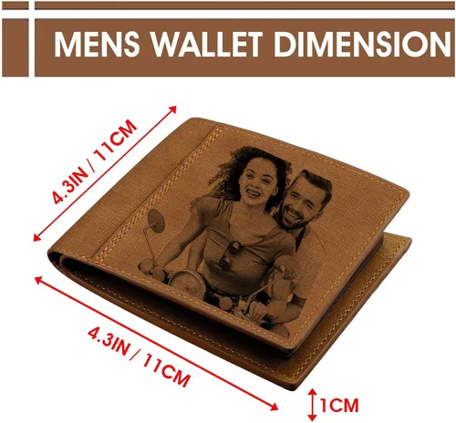 Vista 4 de Carteras de fotos personalizadas para hombresCartera grabada personalizadaRegalos personalizados para el padreMaridoHijo