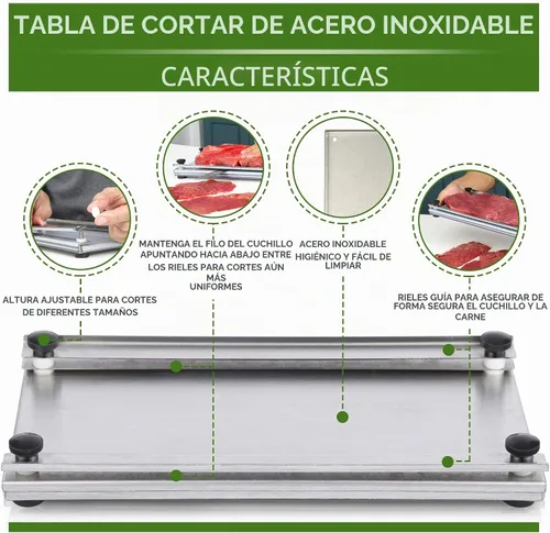 Vista 5 de Cortador de carne de acero inoxidable Jerky Maker Tabla de cortar con cuchillo profesional de 10 pulgadas para cortar y tallar