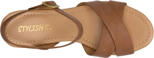 Vista 6 de STYLISH S SHIFT - Sandalias de tacón de plataforma de madera sintética con correa de tobillo y puntera abierta para mujer