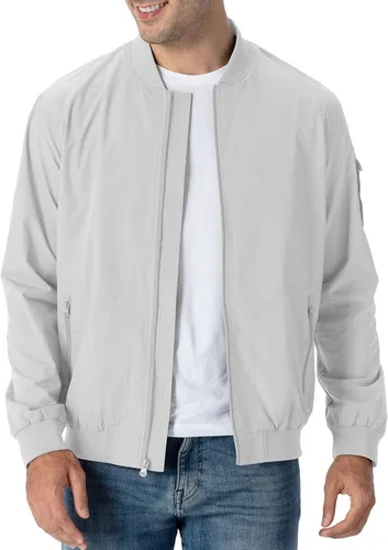 Vista 23 de Rdruko Chaqueta Bomber Ligera para Hombre Cazadora Cortavientos Casual Elegante a la Moda