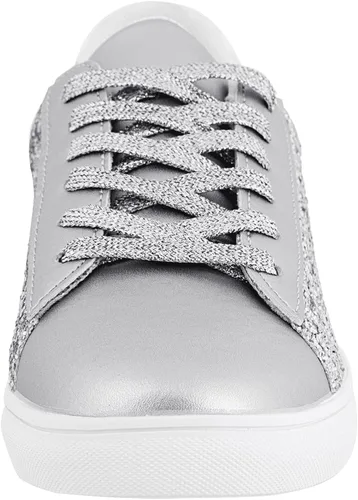 Vista 4 de BosenHulu Zapatos brillantes con lentejuelas brillantes para mujer, zapatos de tenis brillantes con diamantes de imitación con cordones