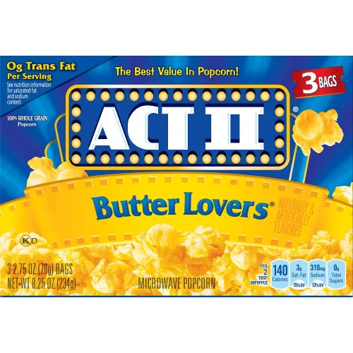Vista 11 de ACT II Palomitas de maíz con mantequilla para microondas, suministros para noche de cine, 2.75 oz., bolsas de 6 unidades (paquete de 6)