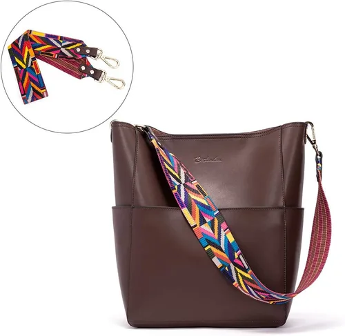 Vista 4 de Bostanten Bolsas de cuero para hombro, tipo balde, para mujer