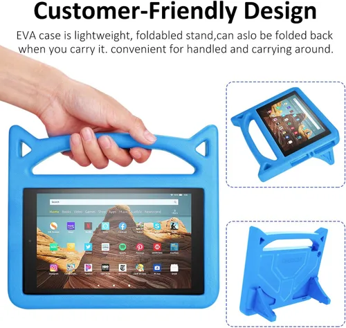 Vista 2 de Funda protectora para tablet de 1 0, ligera, a prueba de golpes, con bonito soporte de mango de gato (9ª/7ª generación, versión 2019/2017)