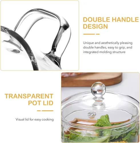 Vista 6 de DOITOOL Olla de sopa de vidrio con tapa, olla de cocina transparente de borosilicato para estufa, resistente al calor, cocina casera para fideos