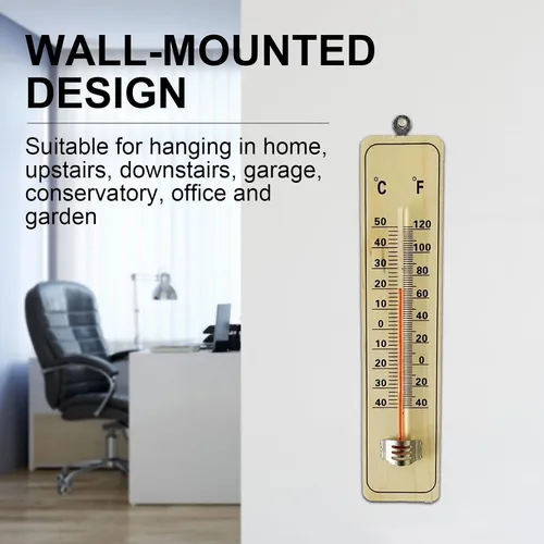 Vista 5 de Termómetro de madera para interiores, juego de 6 termómetros para exteriores, termómetros meteorológicos, termómetro de madera con doble escala, ℉