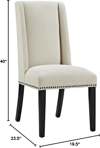 Vista 3 de Modway MO- Baron - Silla tapizada de madera con respaldo alto, diseño moderno, color beige