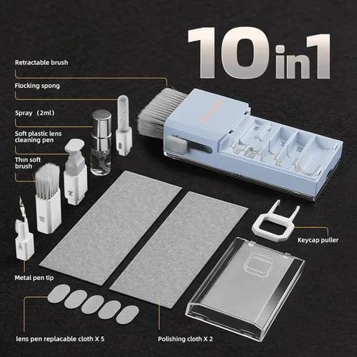 Vista 7 de Limpiador de Teclado Kit de Limpieza para Laptop, Kit de Limpieza de Teclado Compacto para Computadora MacBook iPhone AirPods Pro, Kit de Limpieza
