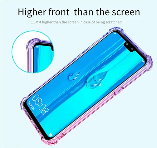 Vista 4 de Funda para Huawei Y9 2019, Enjoy 9 Plus JKM-LX1 Case, Crystal Clear Case Gradient Slim Anti Scratch TPU a prueba de golpes Funda protectora