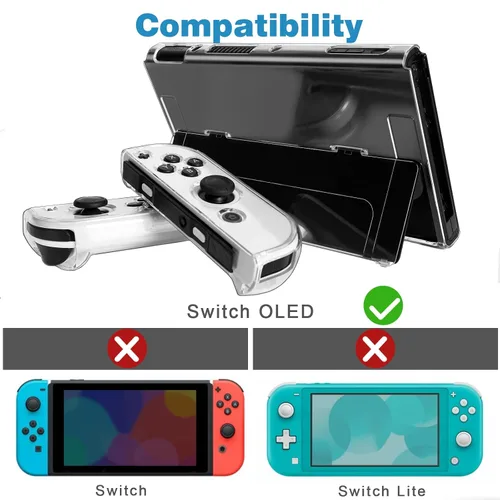 Vista 6 de TIKOdirect Transparent Case Compatible with Nintendo Switch OLED, Dockable Clear Protective Case for Switch OLED, Comfort Grip Case with