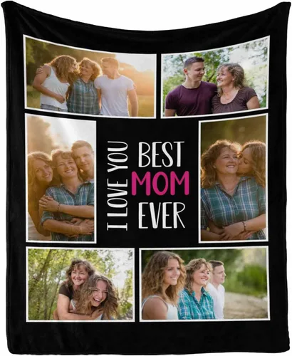 Vista 28 de InterestPrint Regalos personalizados para mamá, manta personalizada con fotos y fotos familiares, regalos de cumpleaños para el día de la madre